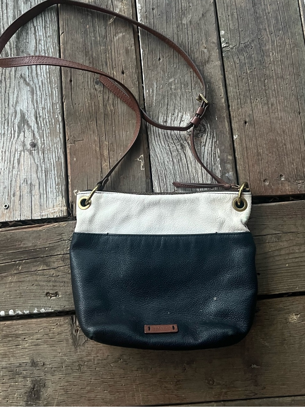 Fossil leather crossbody bag